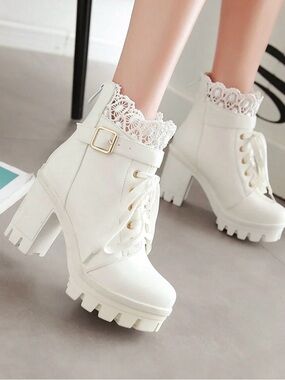 Beautiful white ankle boots